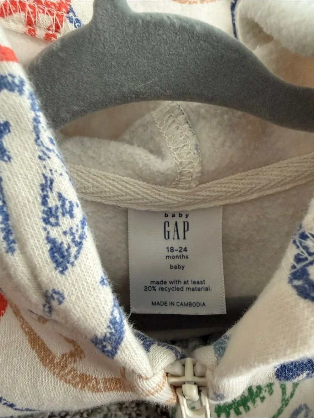 GAP Cream Kids Sports-Print Hoodie & Jogger Set